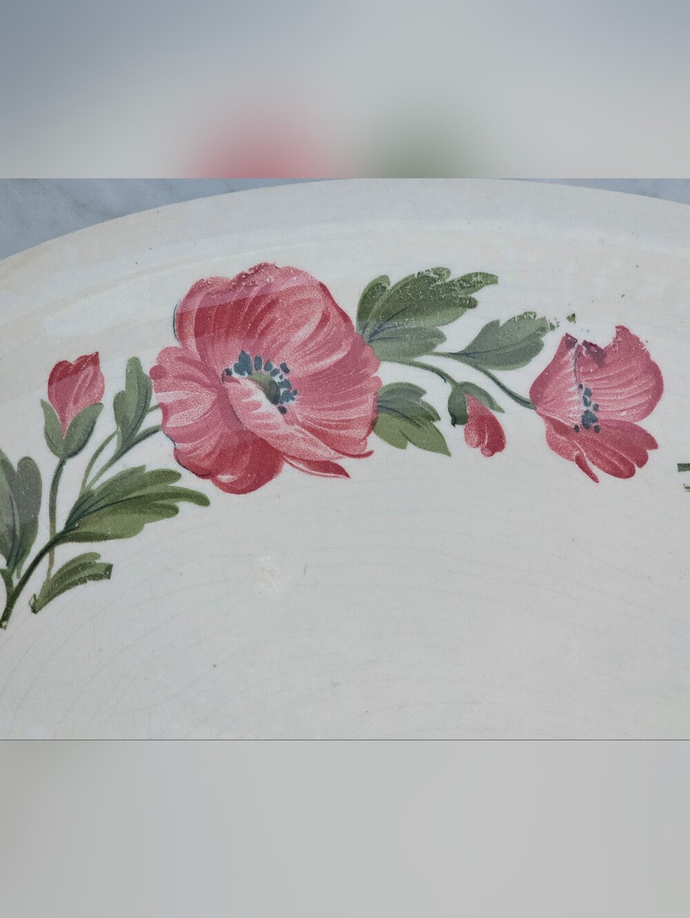 Shenandoah Ware Poppy Floral Oval Serving Platter Vintage USA Red Green Cream - Picture 6 of 9